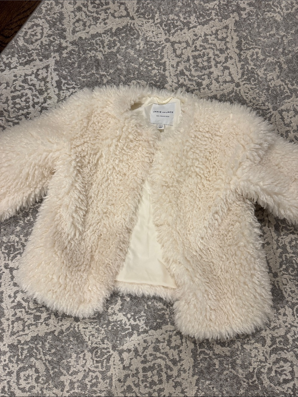 Janie and Jack Cream Faux Shearling Coat for Kids